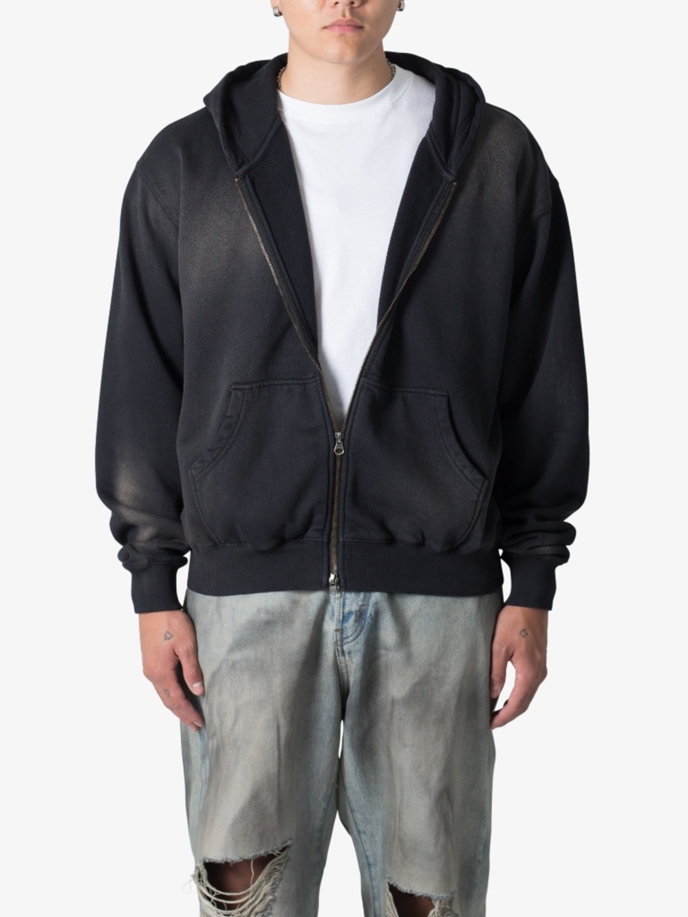 mnml Faded Basic Zip Up Hoodie - Washed Black Size SWashed Black / S